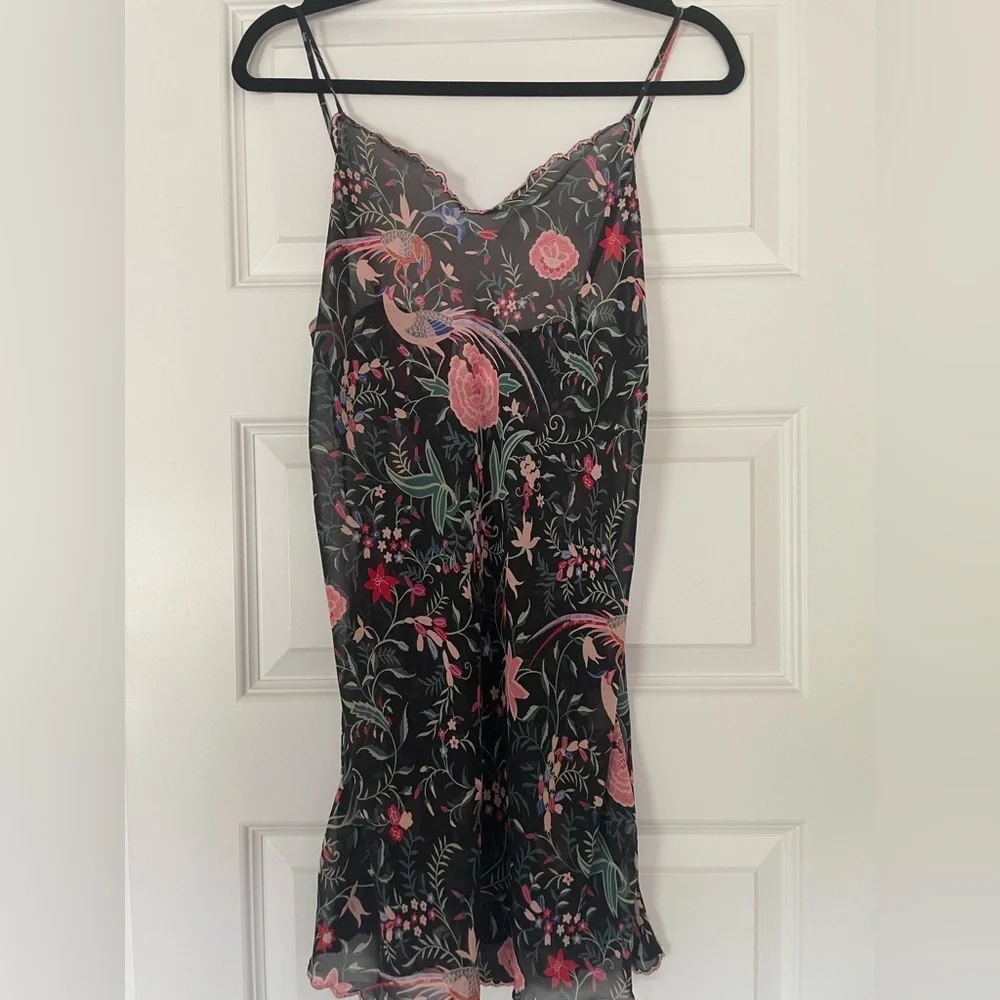 Natori + Neiman Marcus Vintage slip and robe, peacocks and flowers, one size - Picture 9 of 11